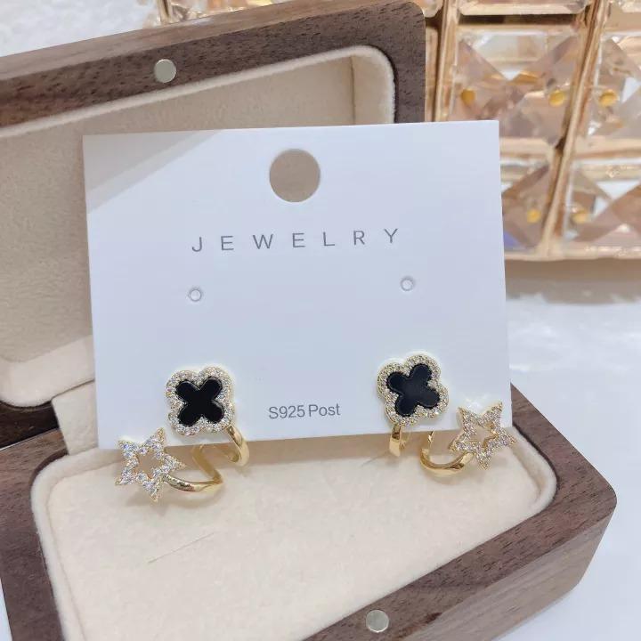 a pair of AVR JEWELS Korean Fashion Vibrato live four leaf Clover Earrings,