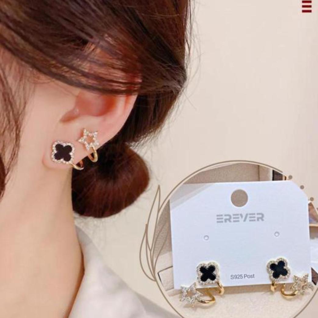 a pair of AVR JEWELS Korean Fashion Vibrato live four leaf Clover Earrings,